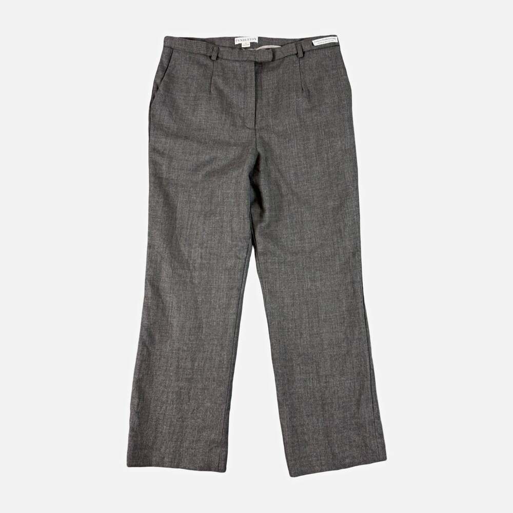 Pendleton Gray Wool Tweed Pleated Dress Pants Classic Fit Straight Size 10